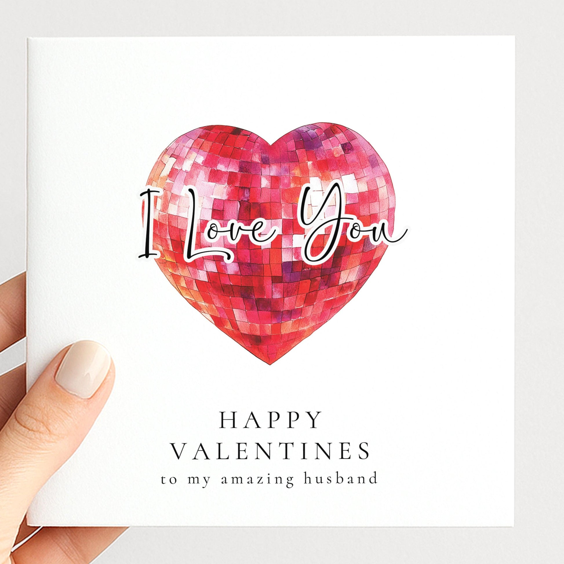 Valentine’s Card for Husband, I Love You Heart Card, Romantic Valentines Card for Him, Husband Valentines Card
