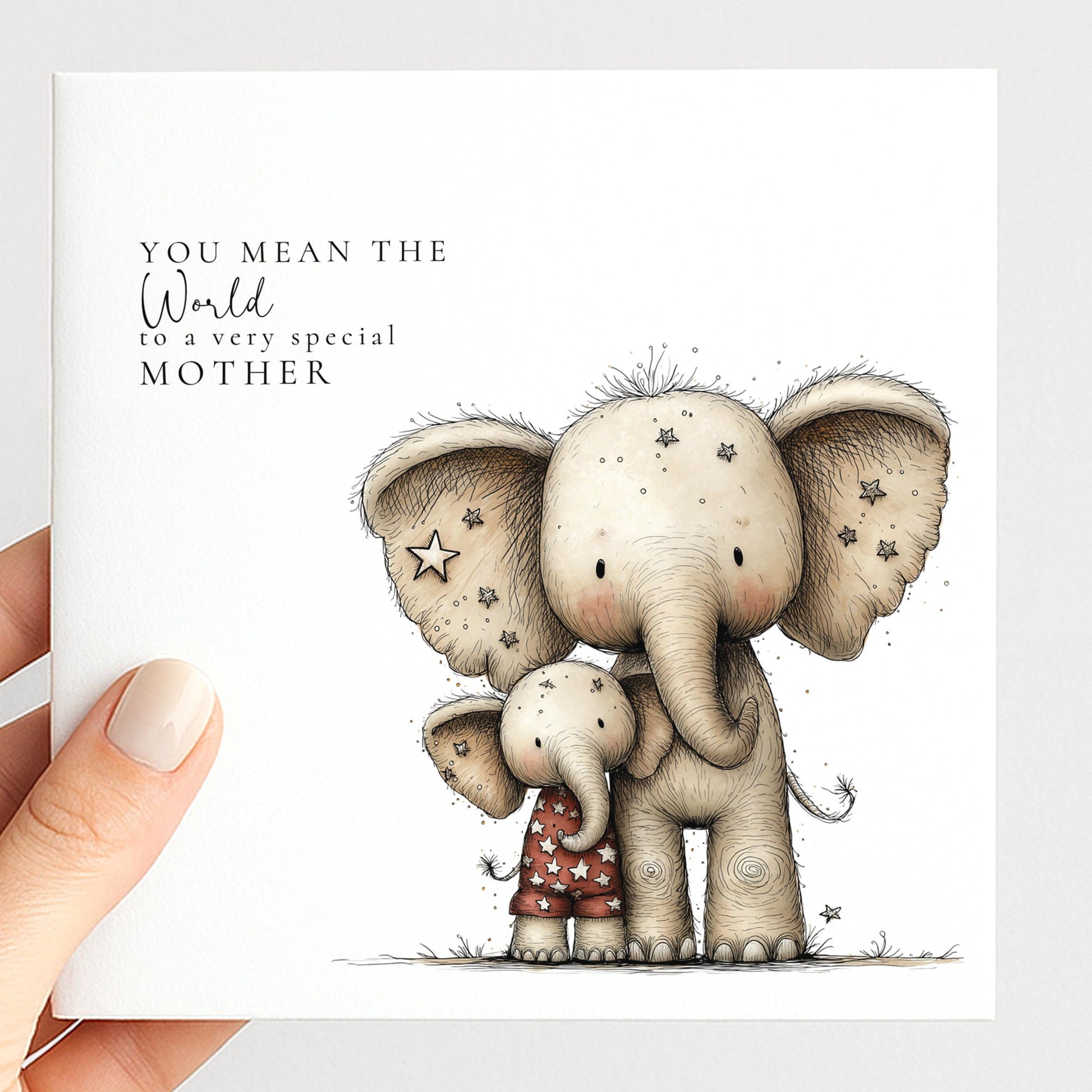 Mother's Day Card – Personalised Mum Card With Cute Elephant Keepsake Gift