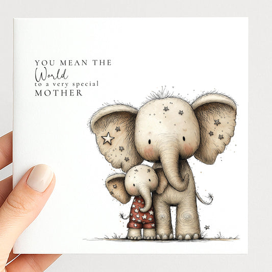 Mother's Day Card – Personalised Mum Card With Cute Elephant Keepsake Gift