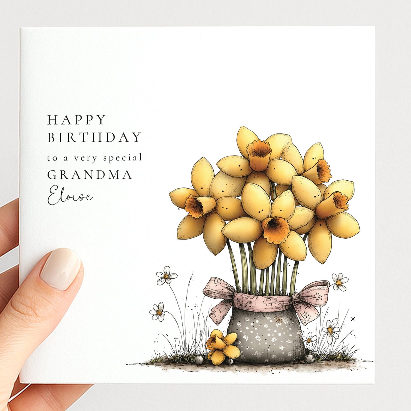 Grandma Birthday Card, Personalised Birthday Card for Grandma, Floral Birthday Card with Name