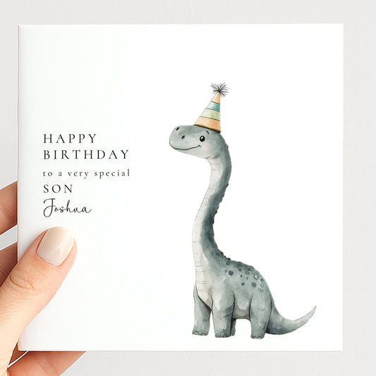 Son Birthday Card, Personalised Birthday Card for Son, Cute Dinosaur Birthday Card