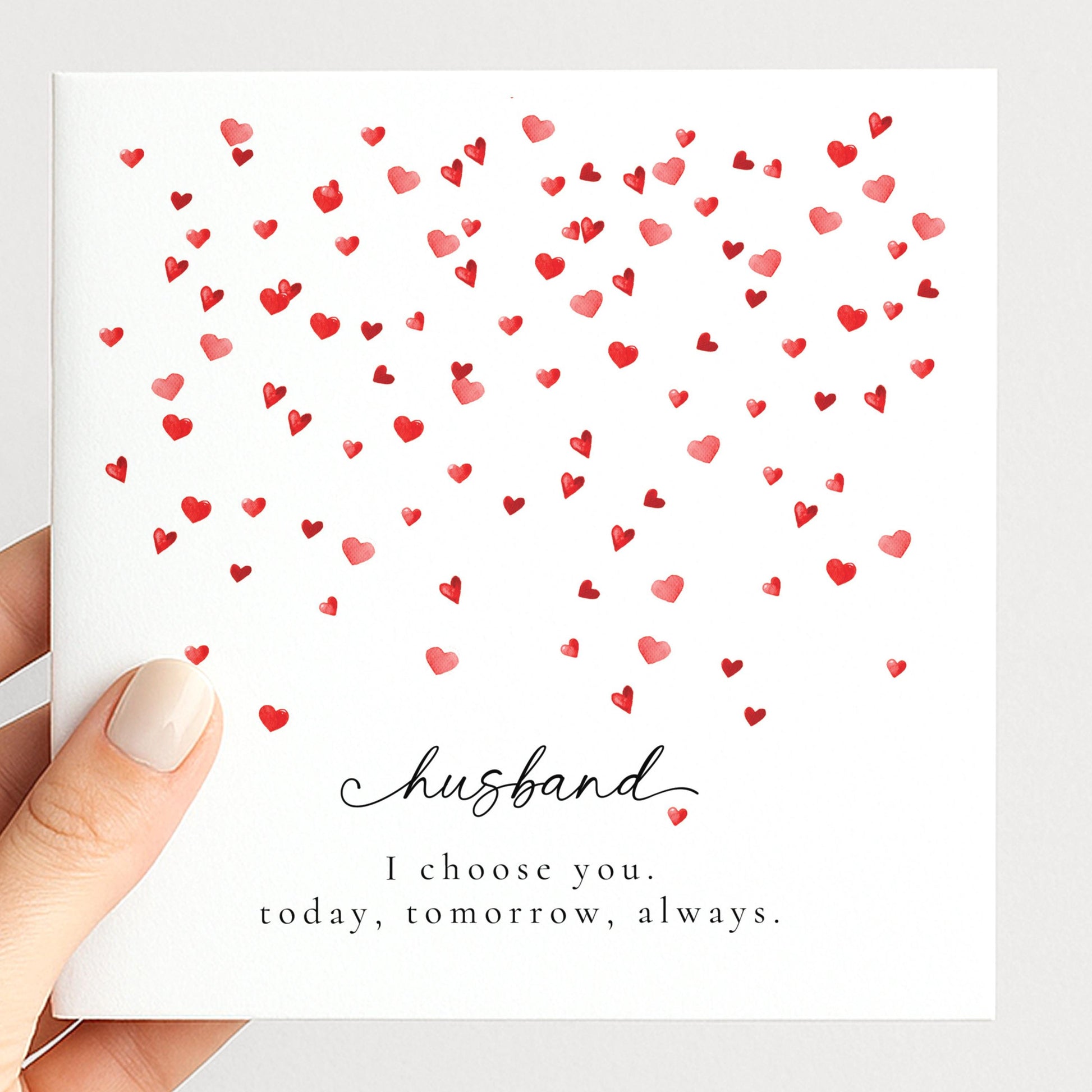 Valentines Husband Card, Minimal Valentine’s Day Card for Husband, Elegant Heart Design, I Choose You Romantic Husband Card