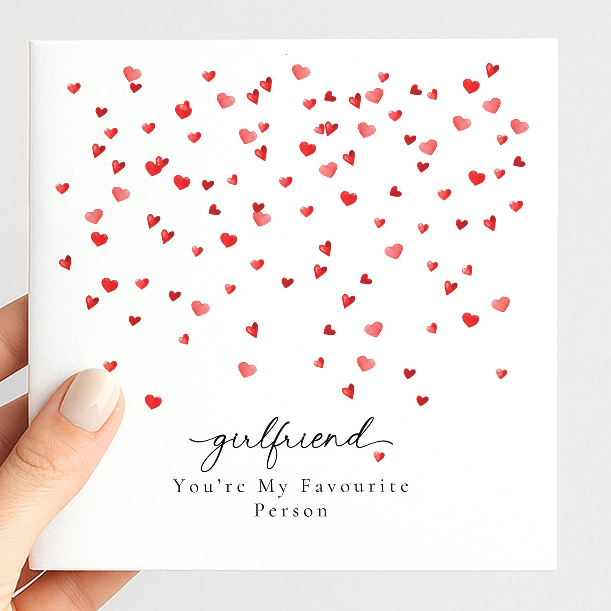 Valentines Girlfriend Card, Minimal Valentine’s Day Card for Girlfriend, Elegant Heart Design, You’re My Favourite Person Card