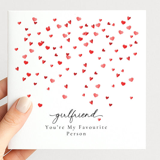 Valentines Girlfriend Card, Minimal Valentine’s Day Card for Girlfriend, Elegant Heart Design, You’re My Favourite Person Card