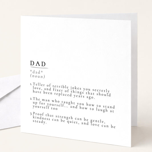 Dad Definition Card, Dictionary Meaning Dad Birthday Card, Minimal Sentimental Card for Father, Father’s Day Card