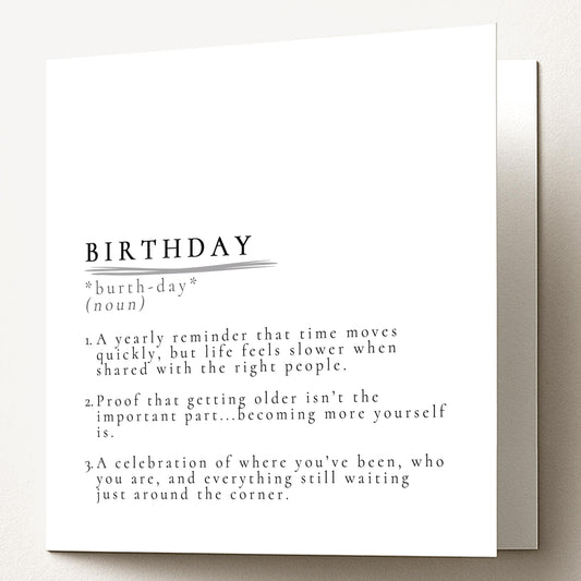 Birthday Definition Card, Meaning Birthday Card, Minimalist Birthday Card, Sentimental Birthday Card, Blank Inside Card Friend Birthday Gift