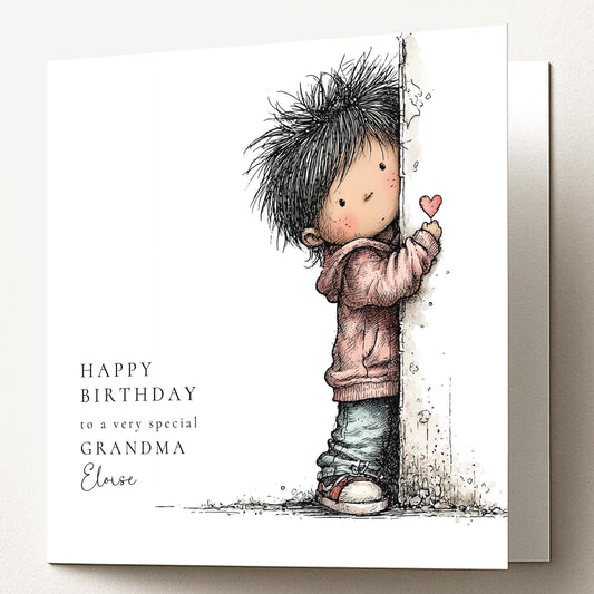 Birthday Card for Grandma, Cute Grandma Birthday Card, Illustrated Grandma Card, Floral Birthday Card, Personalised Grandma Card