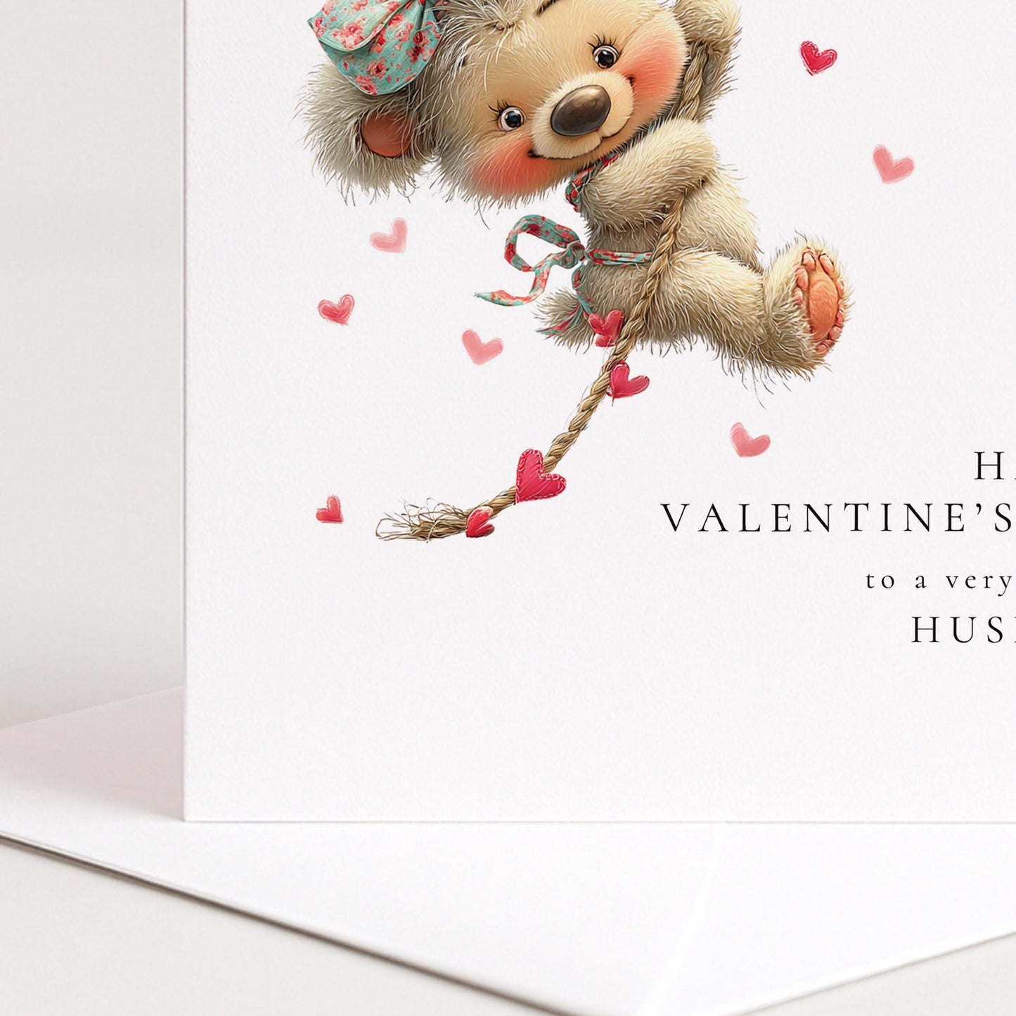 Valentine’s Day Card for Husband, Cute Teddy Bear Valentine Card, Romantic Valentine Card, Personalised Valentine Card for Him