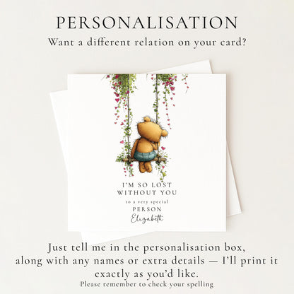 Valentine’s Day Card I’m So Lost Without You, Emotional Love Card, Personalised Card for Someone Special