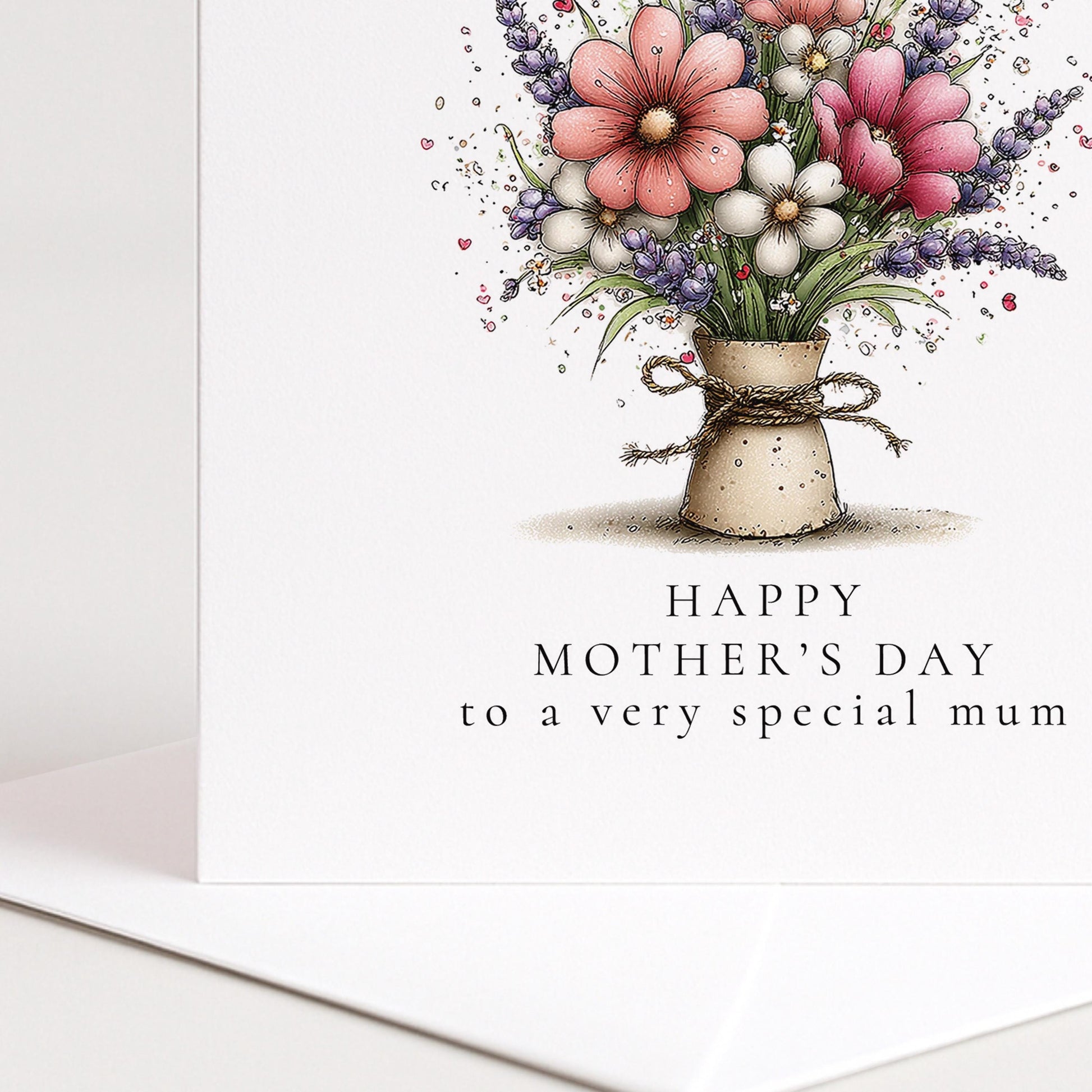Mother’s Day Card - Personalised Floral Greeting Card with Envelope & Matte Finish