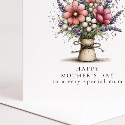 Mother’s Day Card - Personalised Floral Greeting Card with Envelope & Matte Finish