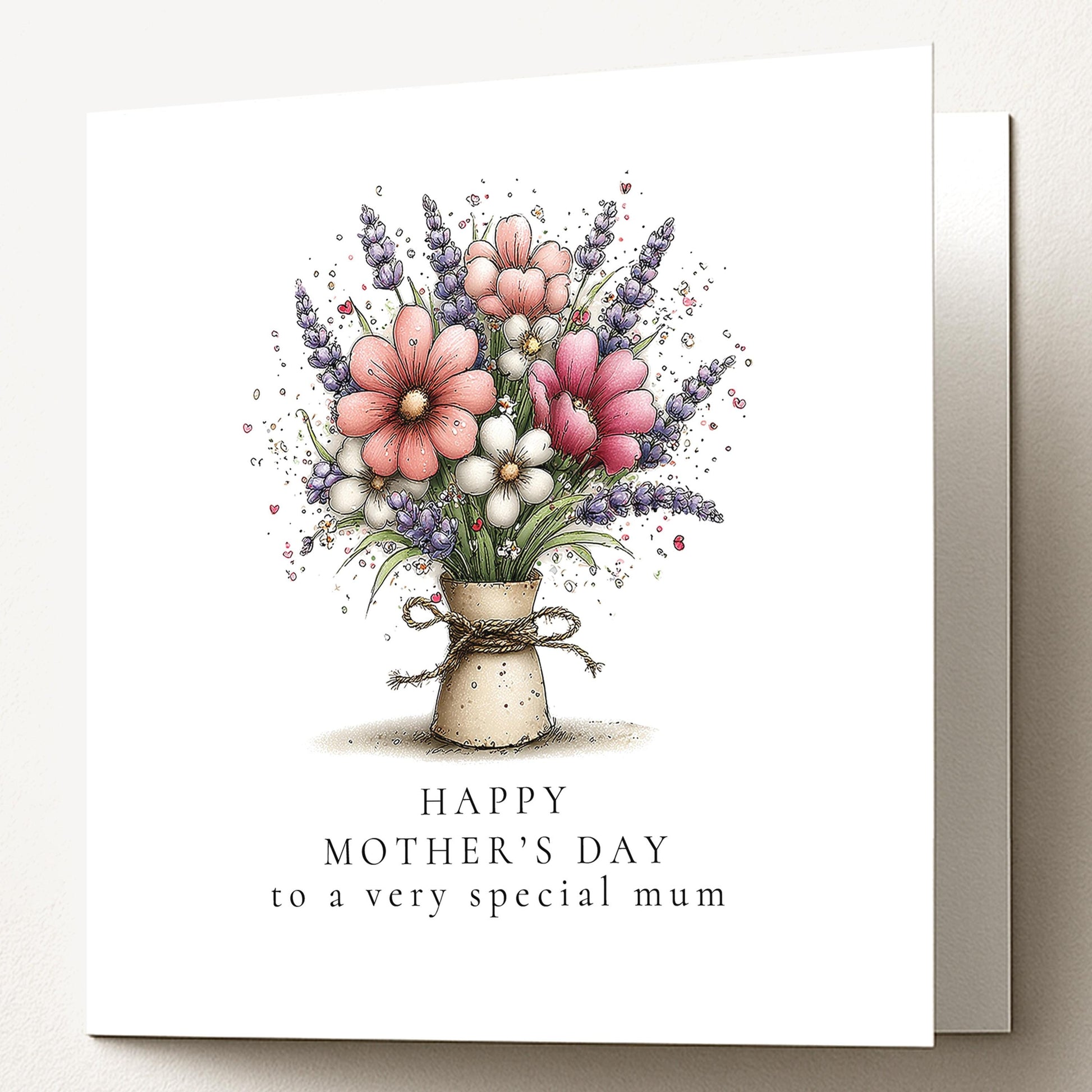 Mother’s Day Card - Personalised Floral Greeting Card with Envelope & Matte Finish