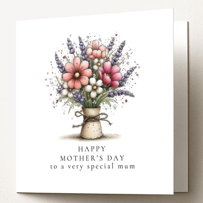 Mother’s Day Card - Personalised Floral Greeting Card with Envelope & Matte Finish