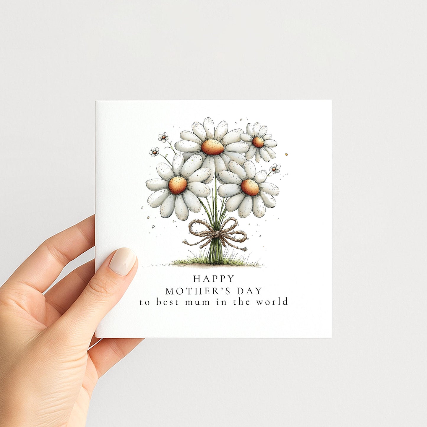 Mother’s Day Card – Personalised Floral Greeting Card With Daisy Bouquet & Heartfelt Message