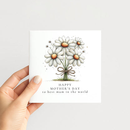 Mother’s Day Card – Personalised Floral Greeting Card With Daisy Bouquet & Heartfelt Message