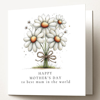 Mother’s Day Card – Personalised Floral Greeting Card With Daisy Bouquet & Heartfelt Message