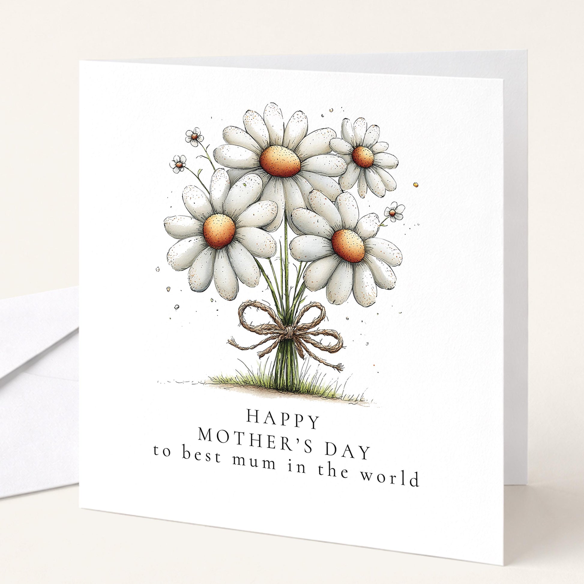 Mother’s Day Card – Personalised Floral Greeting Card With Daisy Bouquet & Heartfelt Message
