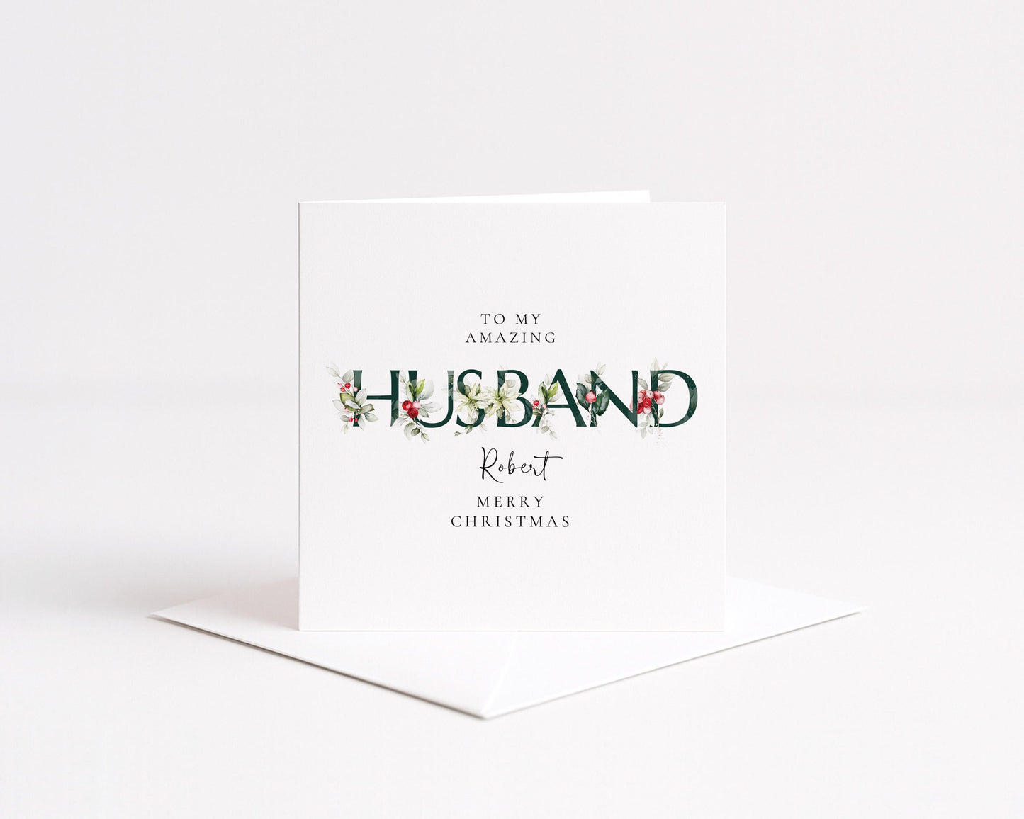Personalised Husband Christmas Card, Custom Christmas Card for Husband, Romantic Xmas Card with Name