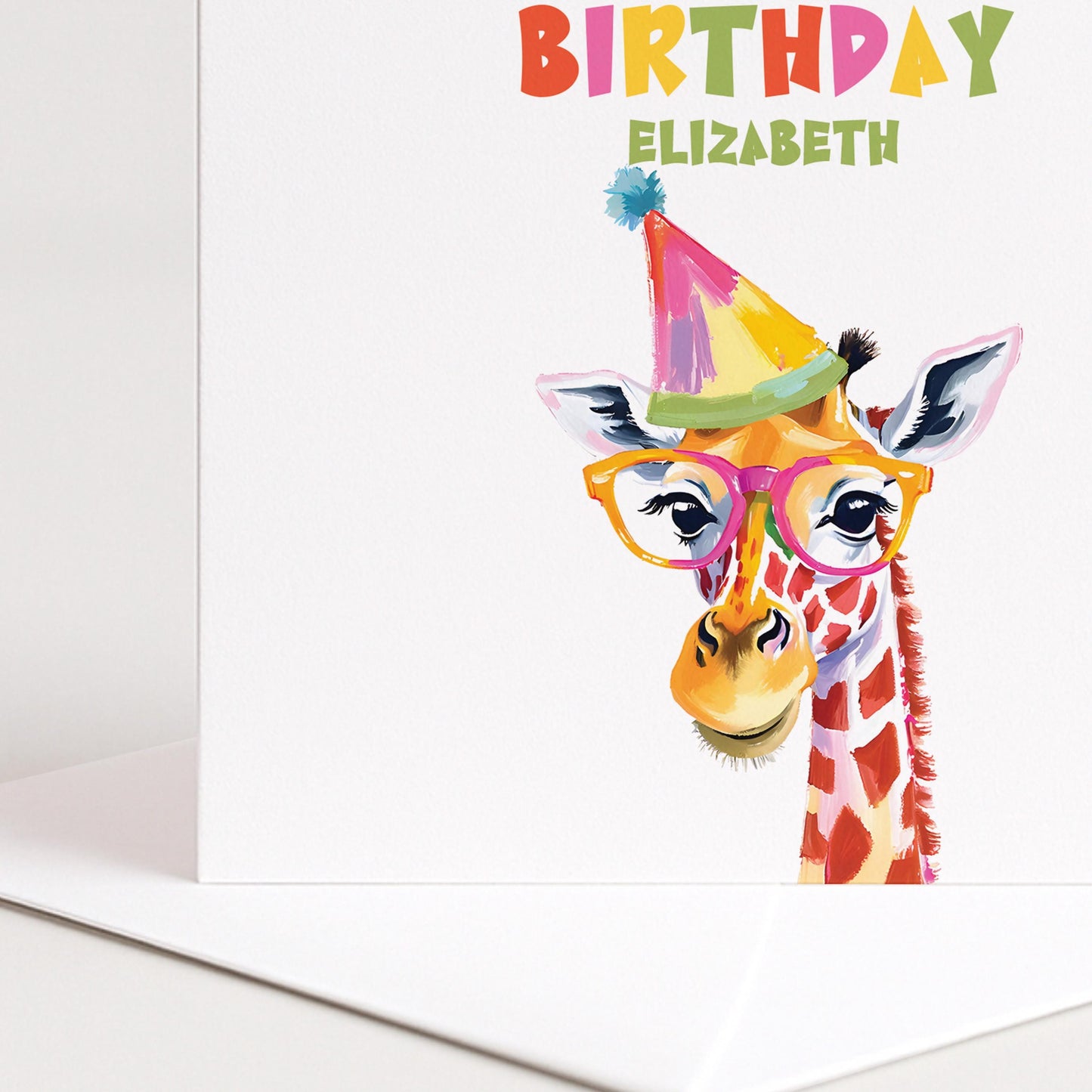 Birthday Card for Child, Cute Giraffe Birthday Card, Personalised Kids Birthday Card, Fun Colourful Birthday Card