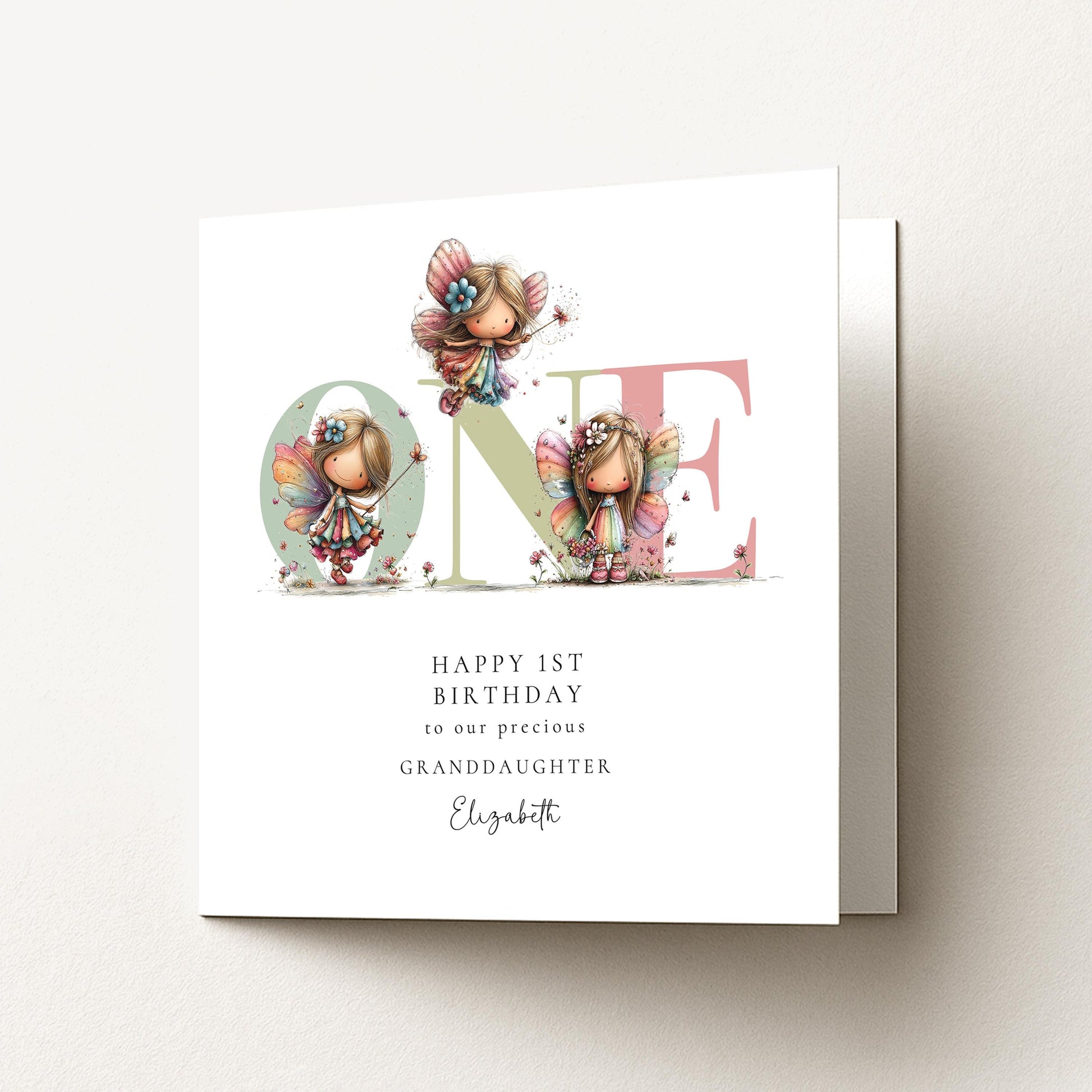 Personalized Granddaughter 1st Birthday Card, Fairy Keepsake