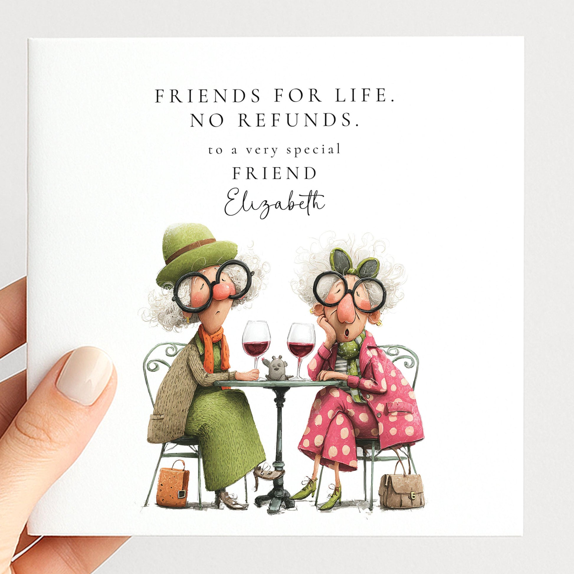 Funny Birthday Card for Friend, Friends for Life No Refunds, Cheeky Best Friend Birthday Card