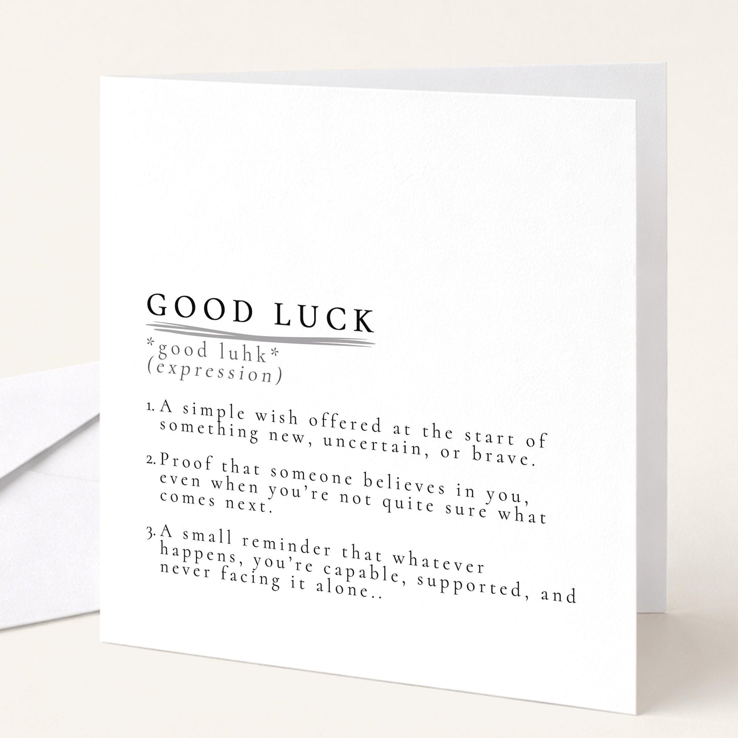 Good Luck Card, Encouragement Card, Good Luck Definition Card, New Beginnings Card, Supportive Card