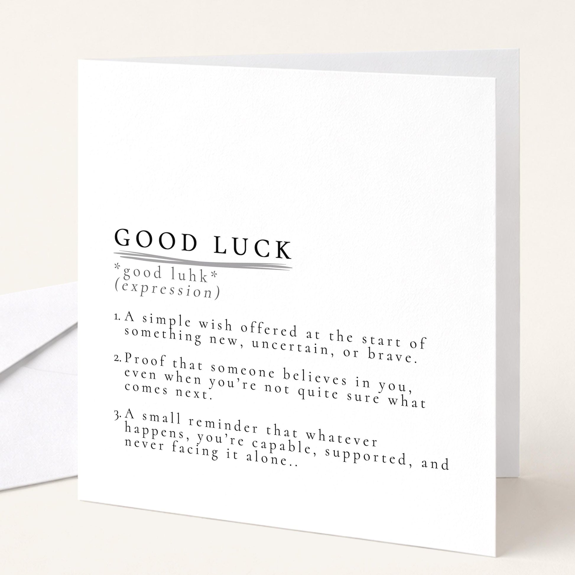 Good Luck Card, Encouragement Card, Good Luck Definition Card, New Beginnings Card, Supportive Card