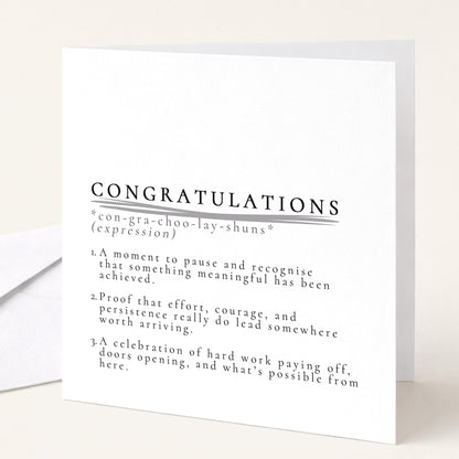 Congratulations Card, Achievement Card, Congratulations Definition Card, New Job Card, Graduation Card