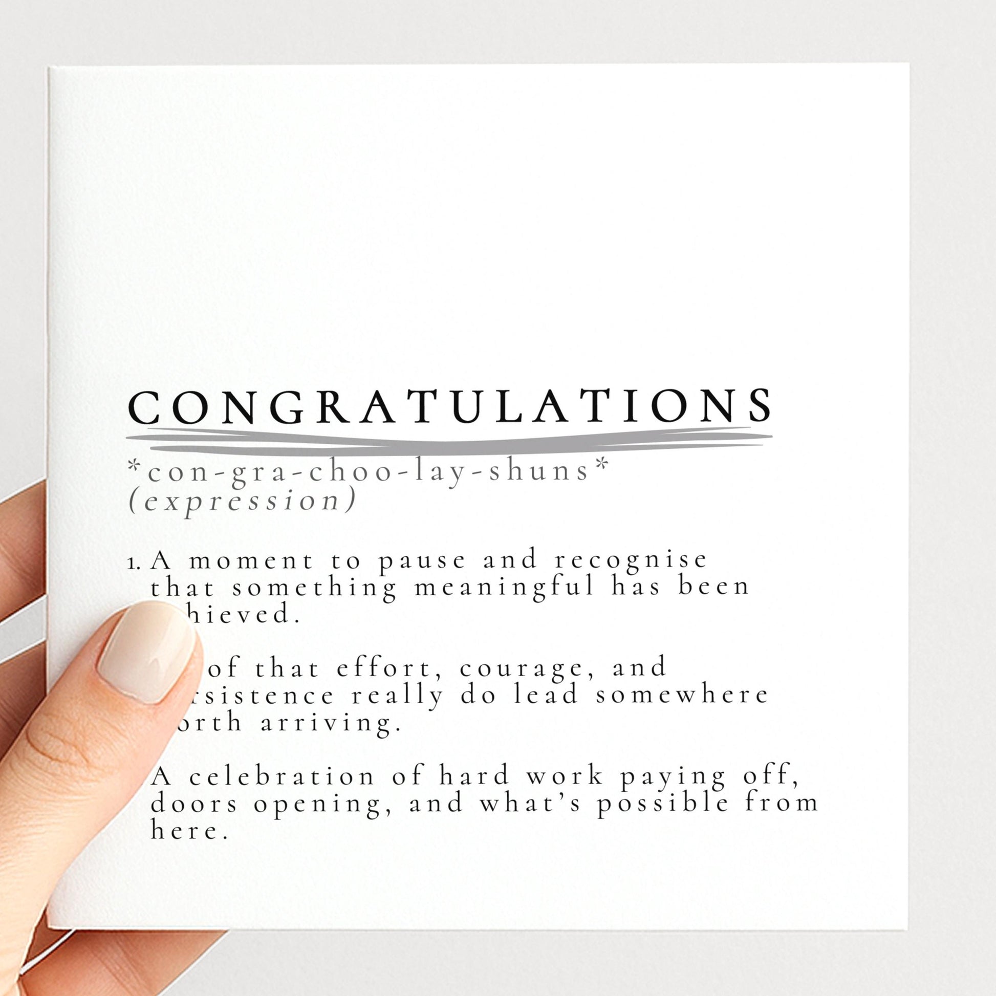 Congratulations Card, Achievement Card, Congratulations Definition Card, New Job Card, Graduation Card