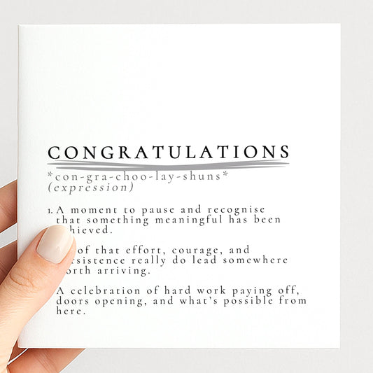 Congratulations Card, Achievement Card, Congratulations Definition Card, New Job Card, Graduation Card