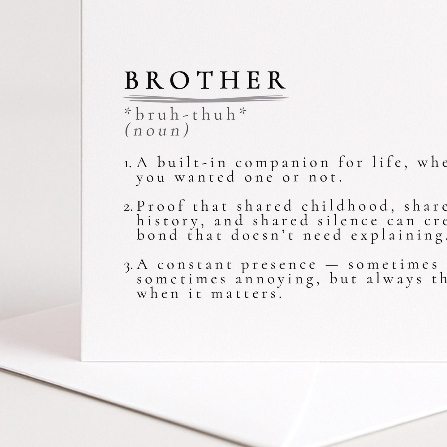 Brother Card, Birthday Card for Brother, Brother Definition Card, Sibling Card, Meaningful Brother Card