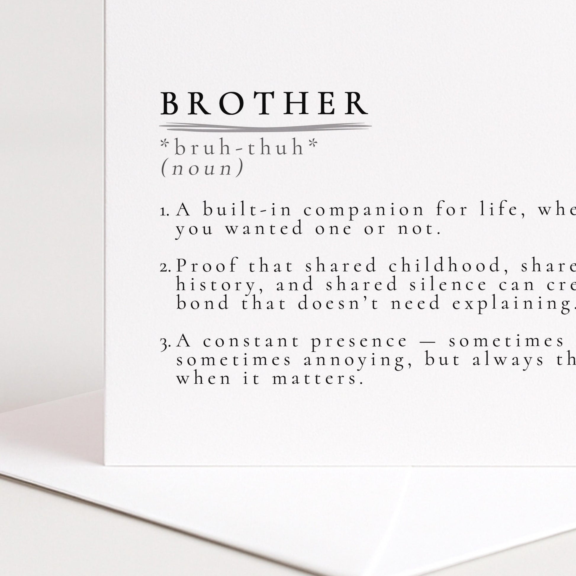 Brother Card, Birthday Card for Brother, Brother Definition Card, Sibling Card, Meaningful Brother Card