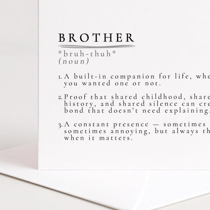Brother Card, Birthday Card for Brother, Brother Definition Card, Sibling Card, Meaningful Brother Card
