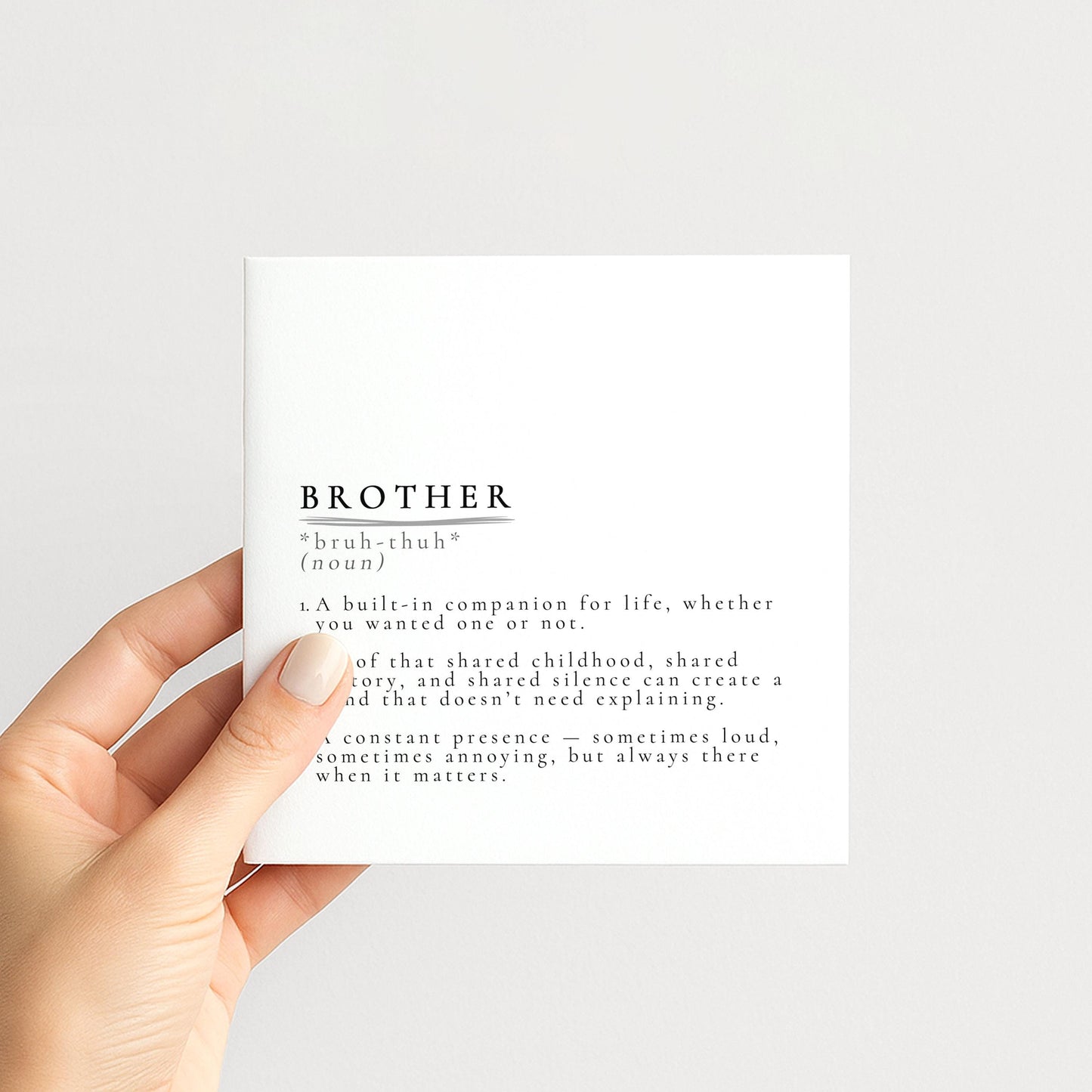 Brother Card, Birthday Card for Brother, Brother Definition Card, Sibling Card, Meaningful Brother Card