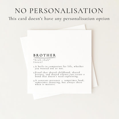 Brother Card, Birthday Card for Brother, Brother Definition Card, Sibling Card, Meaningful Brother Card