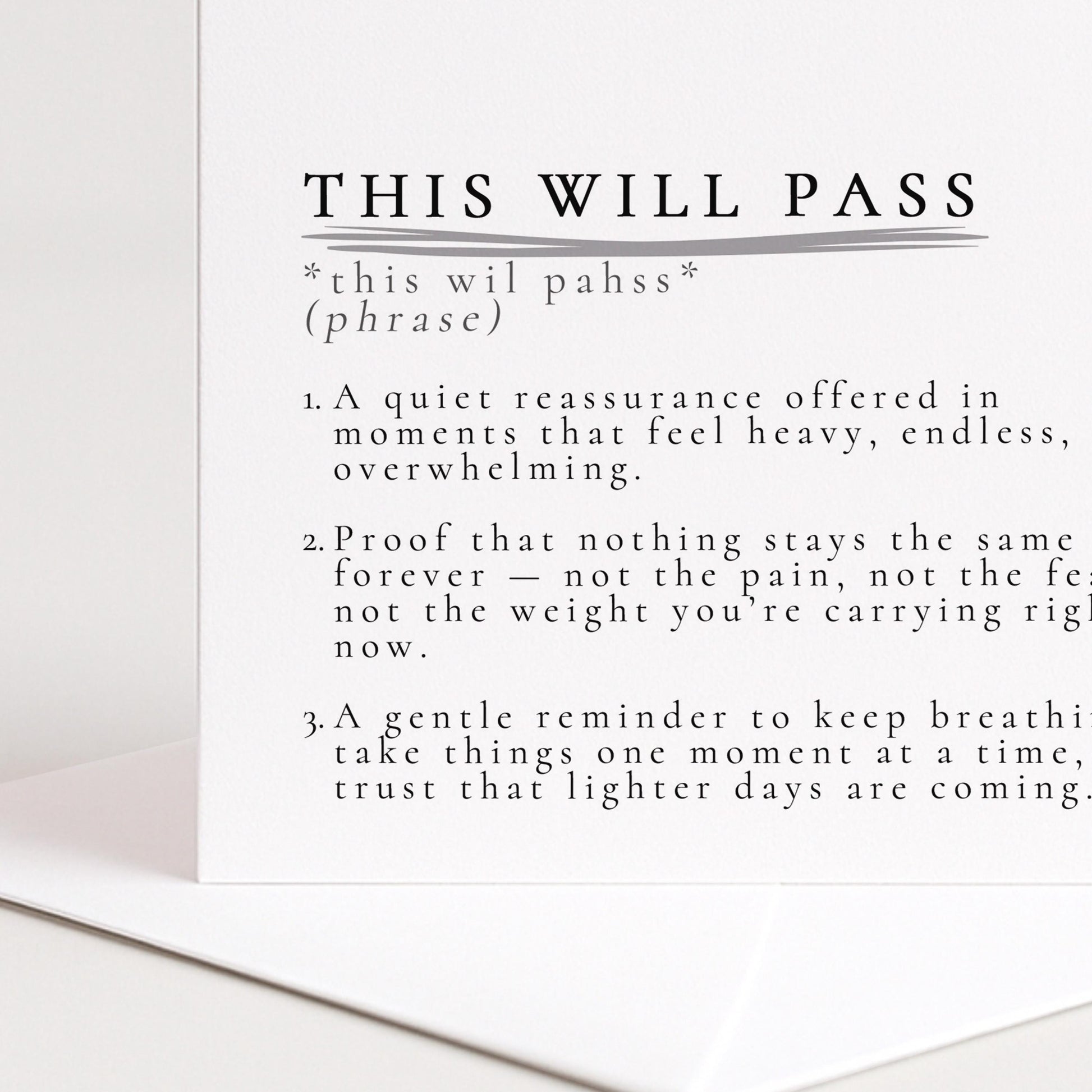 This Will Pass Card, Thinking of You Card, Encouragement Card, Support Card, Comfort Card, Hard Times Card