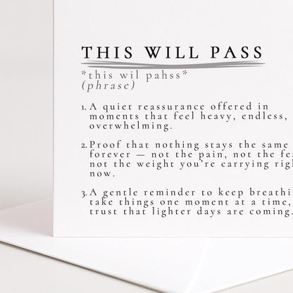 This Will Pass Card, Thinking of You Card, Encouragement Card, Support Card, Comfort Card, Hard Times Card