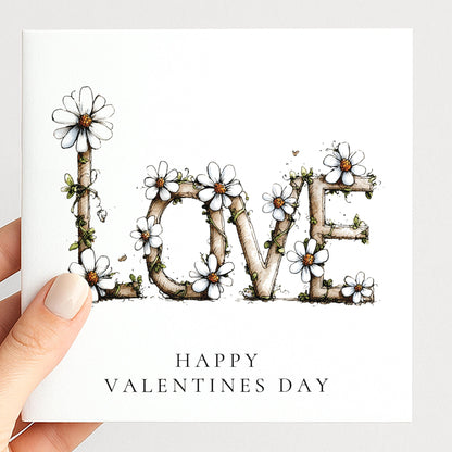 Valentines Day Card, Floral Love Valentine Card, Romantic Valentine Card, Love Greeting Card, Valentines Card for Her
