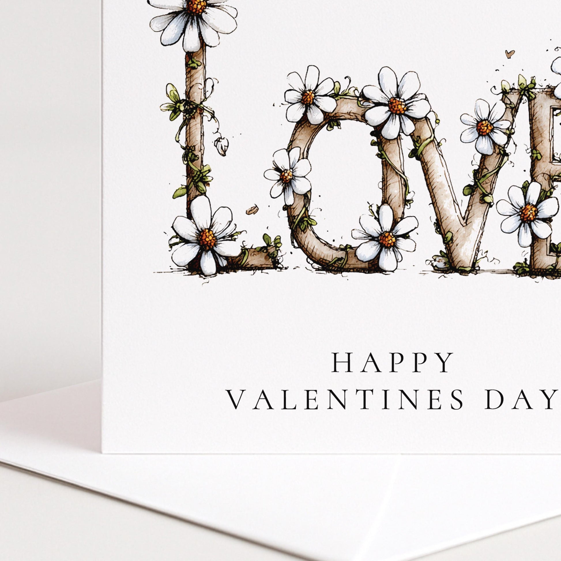 Valentines Day Card, Floral Love Valentine Card, Romantic Valentine Card, Love Greeting Card, Valentines Card for Her