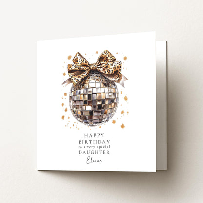 Daughter Birthday Card, Happy Birthday Daughter Card with Disco Ball Design, Personalised Birthday Card for Daughter