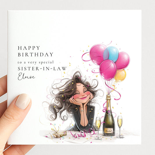 Sister Birthday Card, Personalised Birthday Card for Sister, Fun Celebration Birthday Card