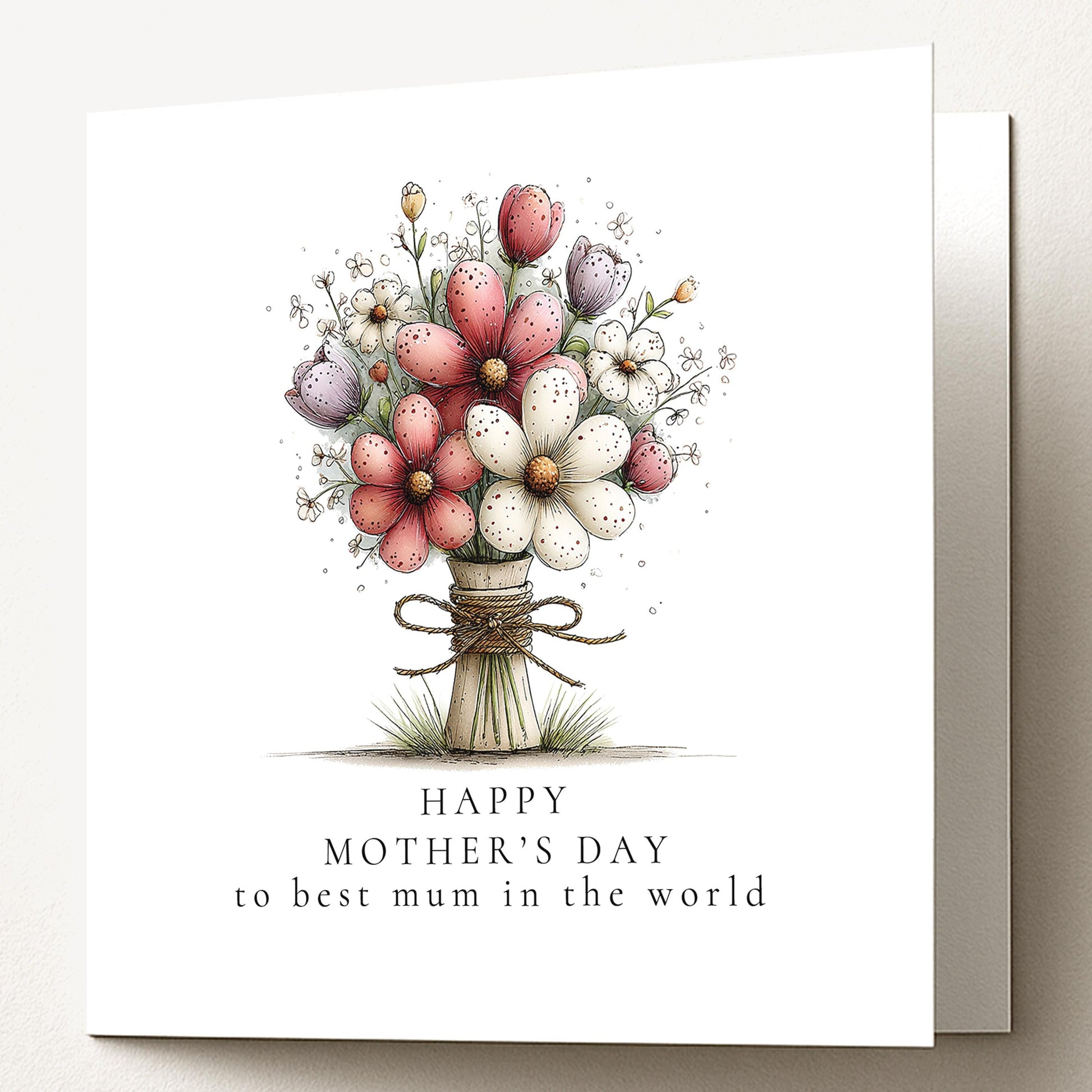 Mother’s Day Card – Elegant Floral Design With Soft Pastel Flowers & Keepsake