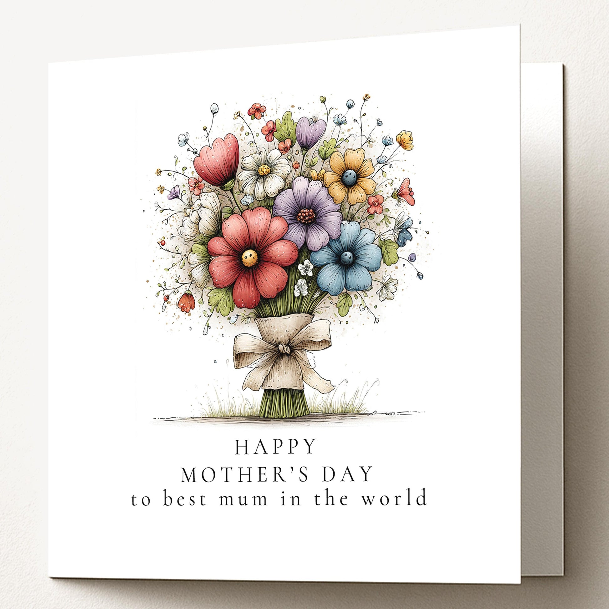 Mother's Day Card – Floral Greeting Card With Colourful Flower Bouquet & Premium Matte Finish