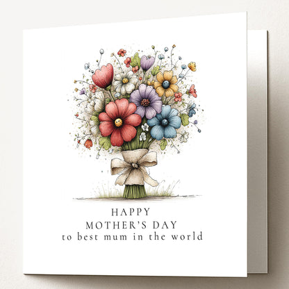 Mother's Day Card – Floral Greeting Card With Colourful Flower Bouquet & Premium Matte Finish