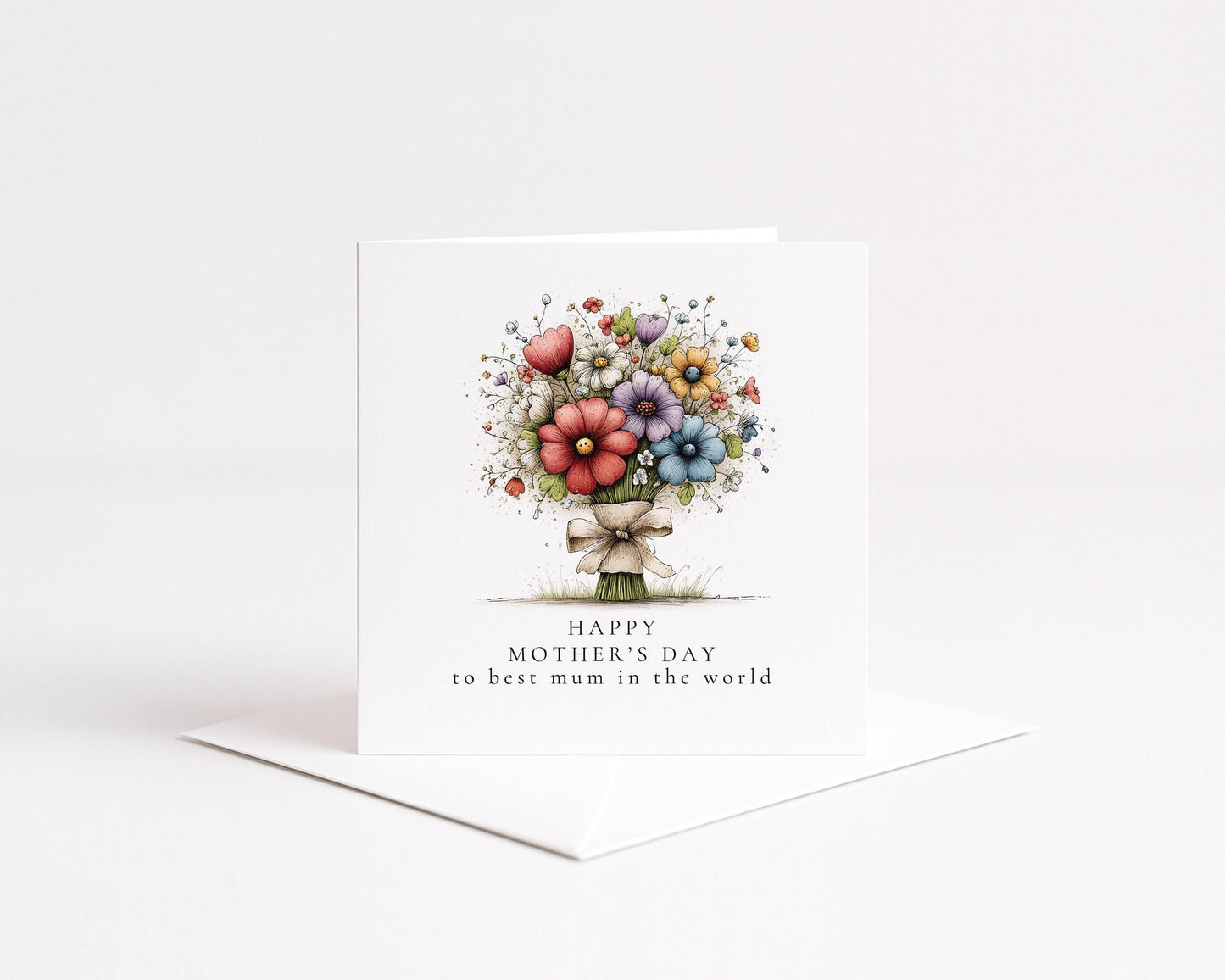Mother's Day Card – Floral Greeting Card With Colourful Flower Bouquet & Premium Matte Finish