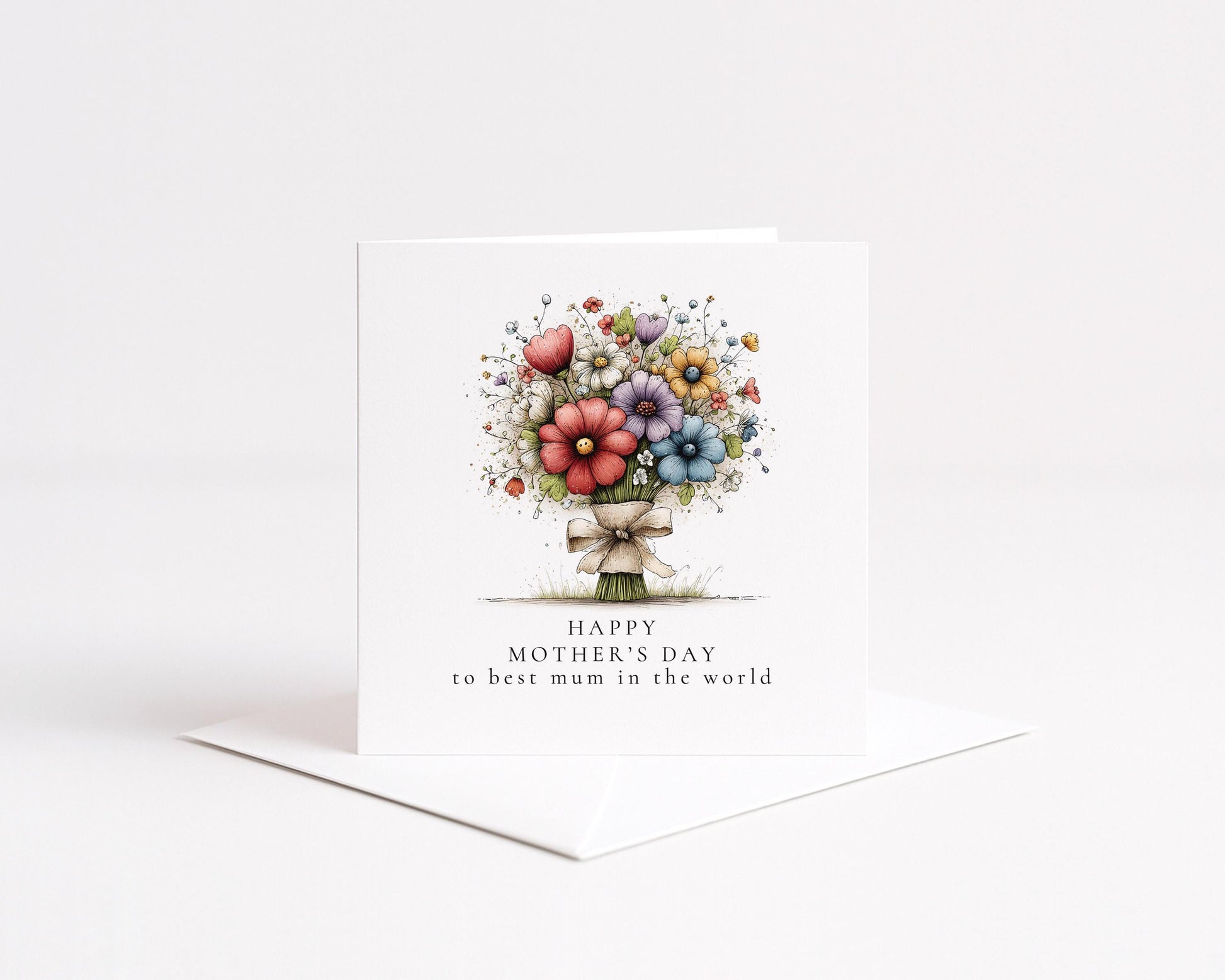 Mother's Day Card – Floral Greeting Card With Colourful Flower Bouquet & Premium Matte Finish
