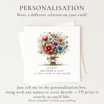 Mother's Day Card – Floral Greeting Card With Colourful Flower Bouquet & Premium Matte Finish
