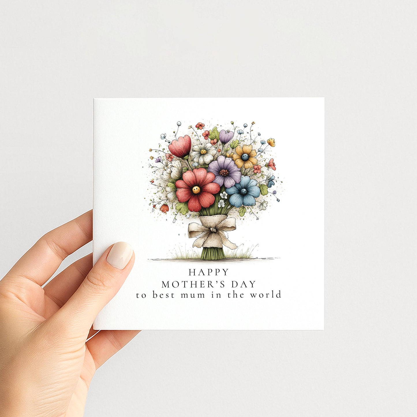 Mother's Day Card – Floral Greeting Card With Colourful Flower Bouquet & Premium Matte Finish