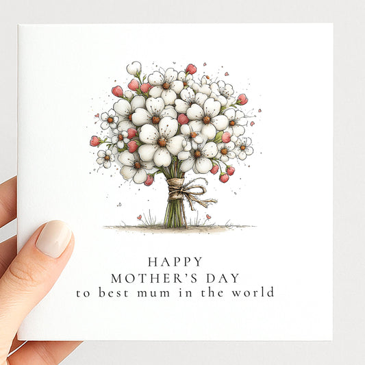 Mother’s Day Card - Mum Card With Classic Floral Design & Matte Finish