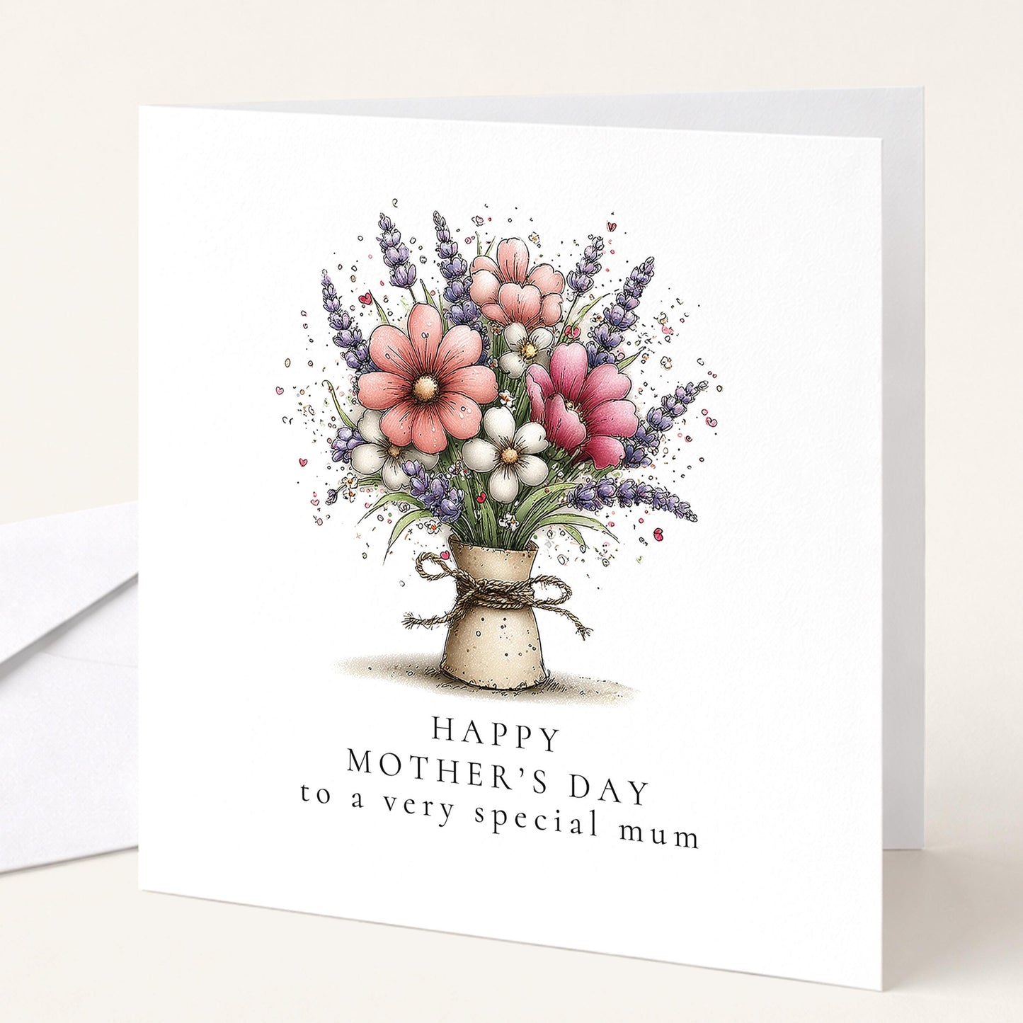 Mother’s Day Card - Personalised Floral Greeting Card with Envelope & Matte Finish
